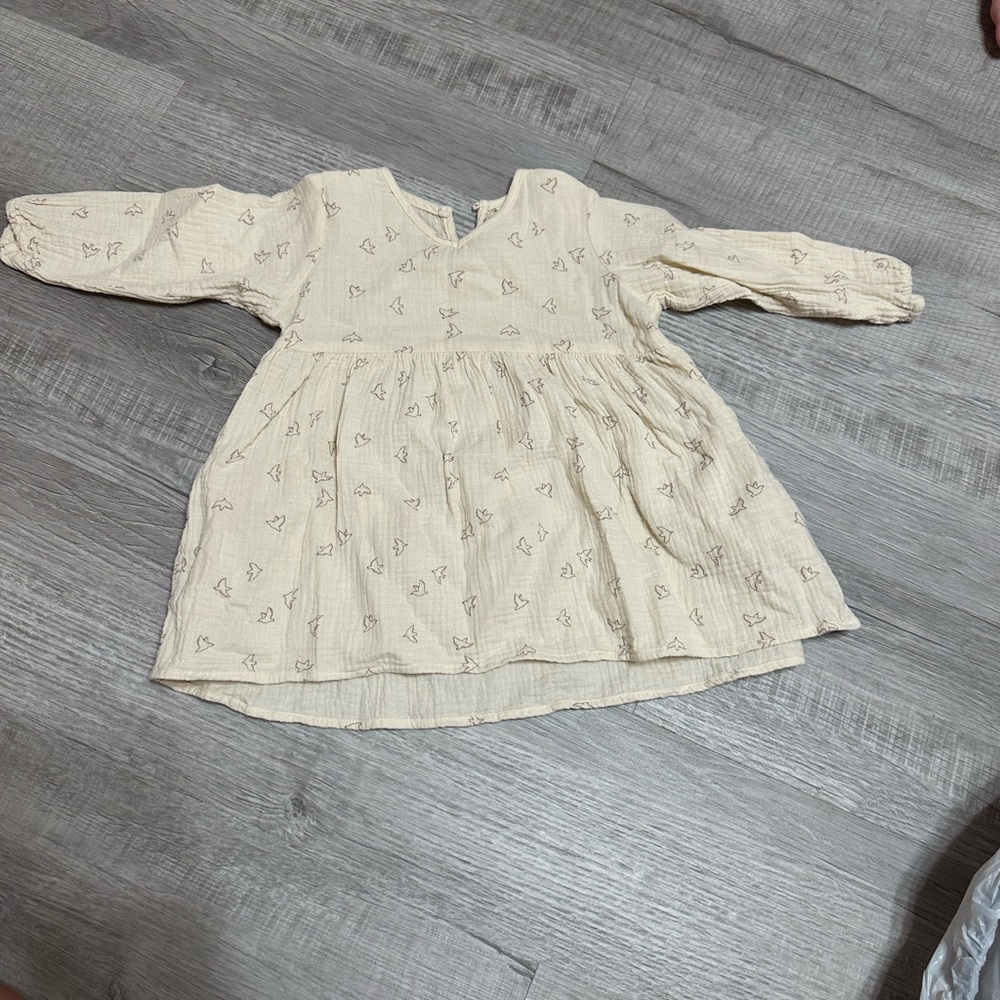 Rylee + Cru Cream Long Sleeve Scoop Neck Sundress
